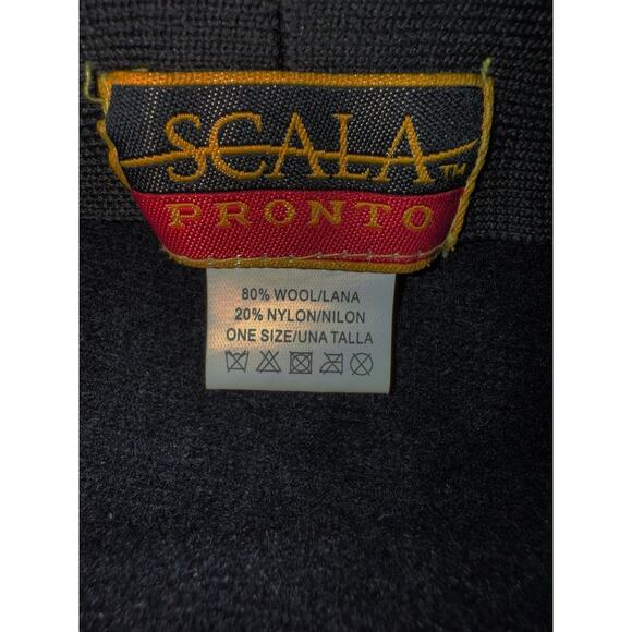 VTG 90s Y2K Scala Pronto BLK Wool Jeweled Newsboy Cap Euroglam Goth Boho OS - Picture 7 of 7